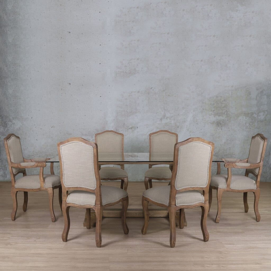 Belmont Glass Top & Duke 6 Seater Dining Set Dining room set Leather Gallery  Antique Natural Oak