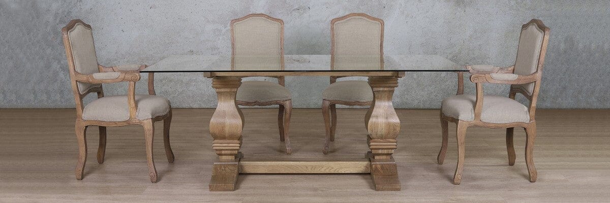 Belmont Glass Top & Duke 6 Seater Dining Set Dining room set Leather Gallery