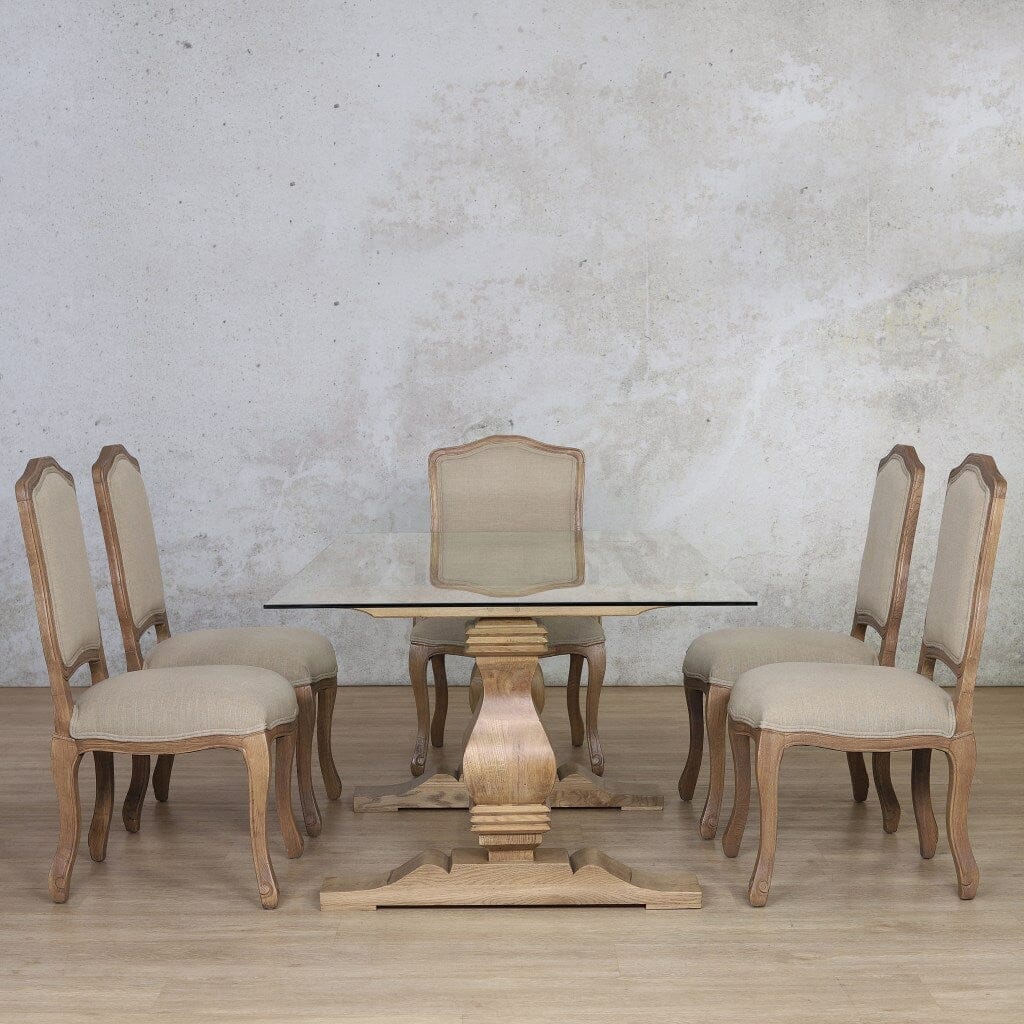 Belmont Glass Top & Duke 6 Seater Dining Set Dining room set Leather Gallery  Antique Natural Oak