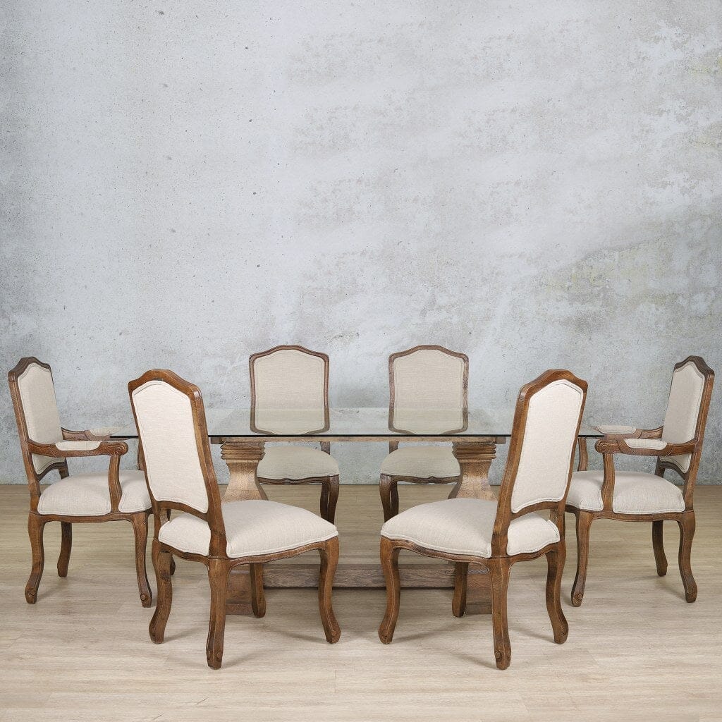 Belmont Glass Top & Duke 6 Seater Dining Set Dining room set Leather Gallery  Antique Dark Oak