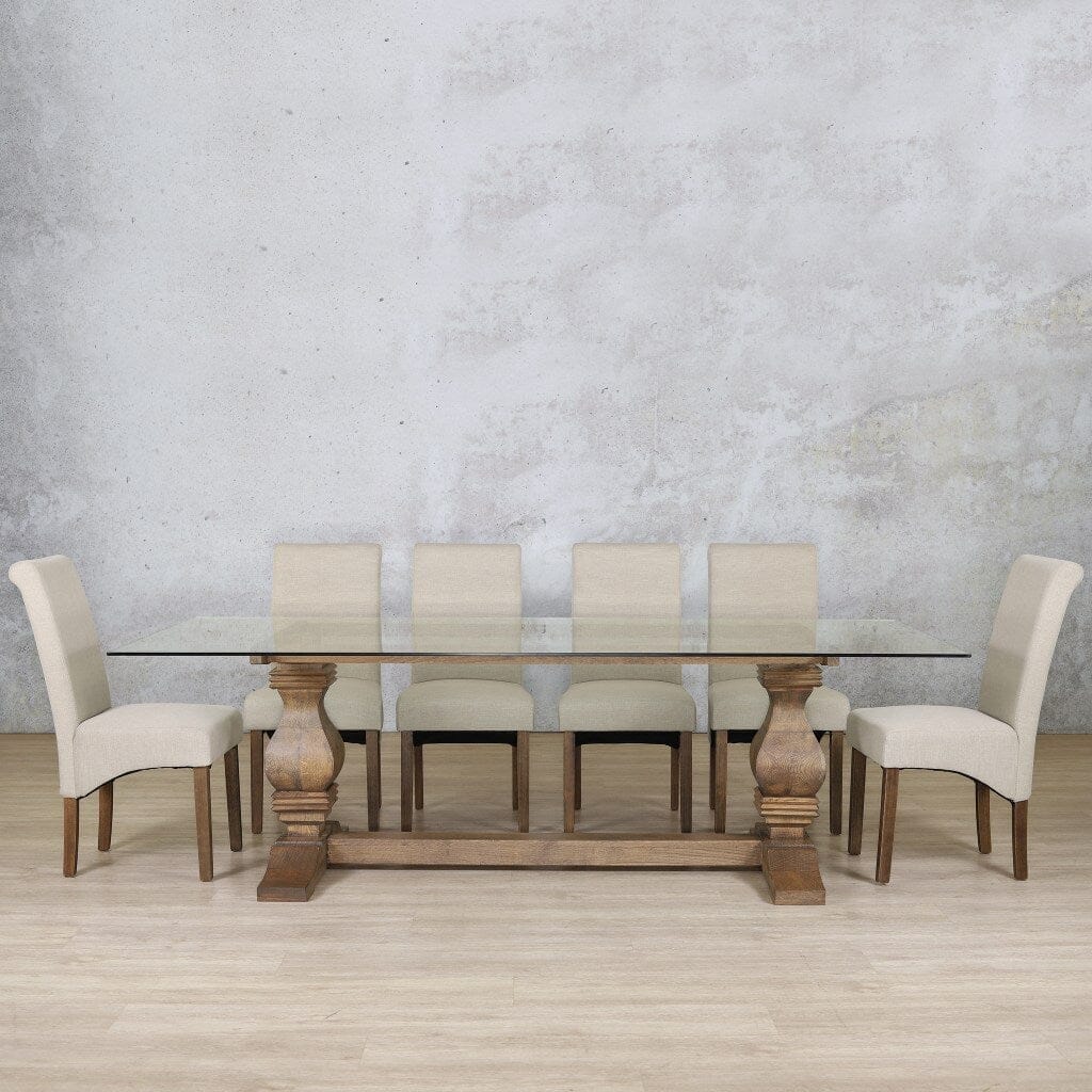 Belmont Glass Top & Windsor 10 Seater Dining Set Dining room set Leather Gallery Antique Dark Oak