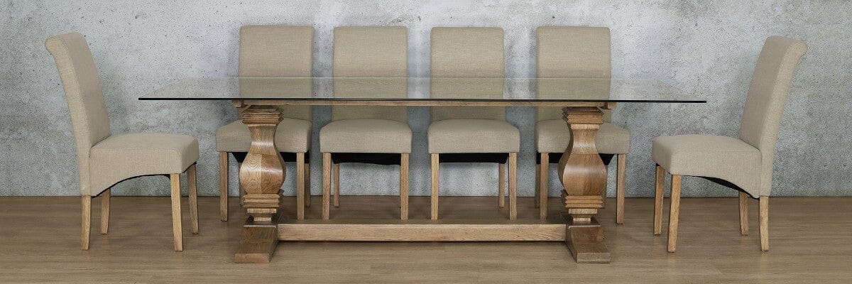 Belmont Glass Top & Windsor 10 Seater Dining Set Dining room set Leather Gallery