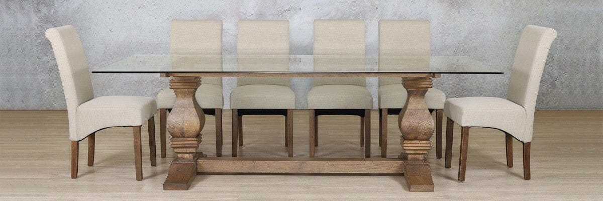 Belmont Glass Top & Windsor 10 Seater Dining Set Dining room set Leather Gallery