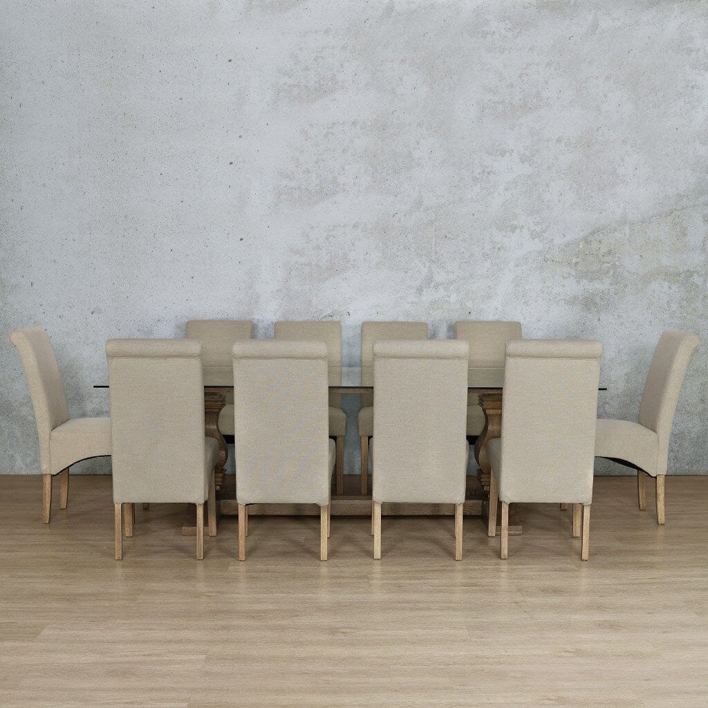 Belmont Glass Top & Windsor 10 Seater Dining Set Dining room set Leather Gallery  Antique Natural Oak