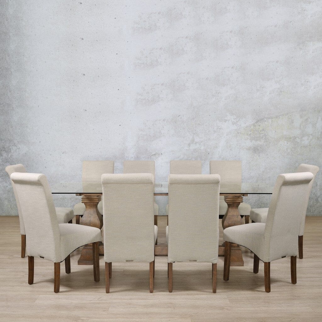 Belmont Glass Top & Windsor 10 Seater Dining Set Dining room set Leather Gallery  Antique Dark Oak