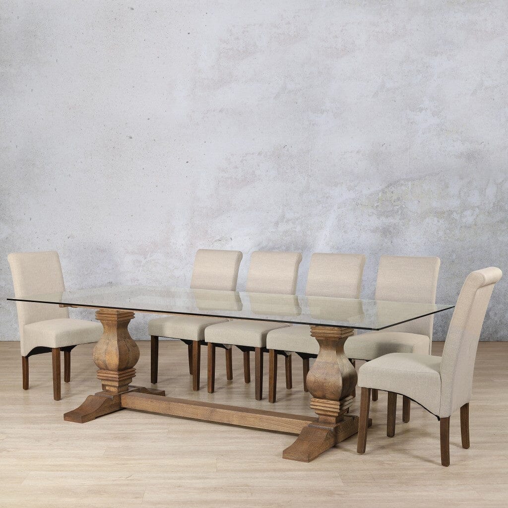 Belmont Glass Top & Windsor 10 Seater Dining Set Dining room set Leather Gallery  Antique Dark Oak