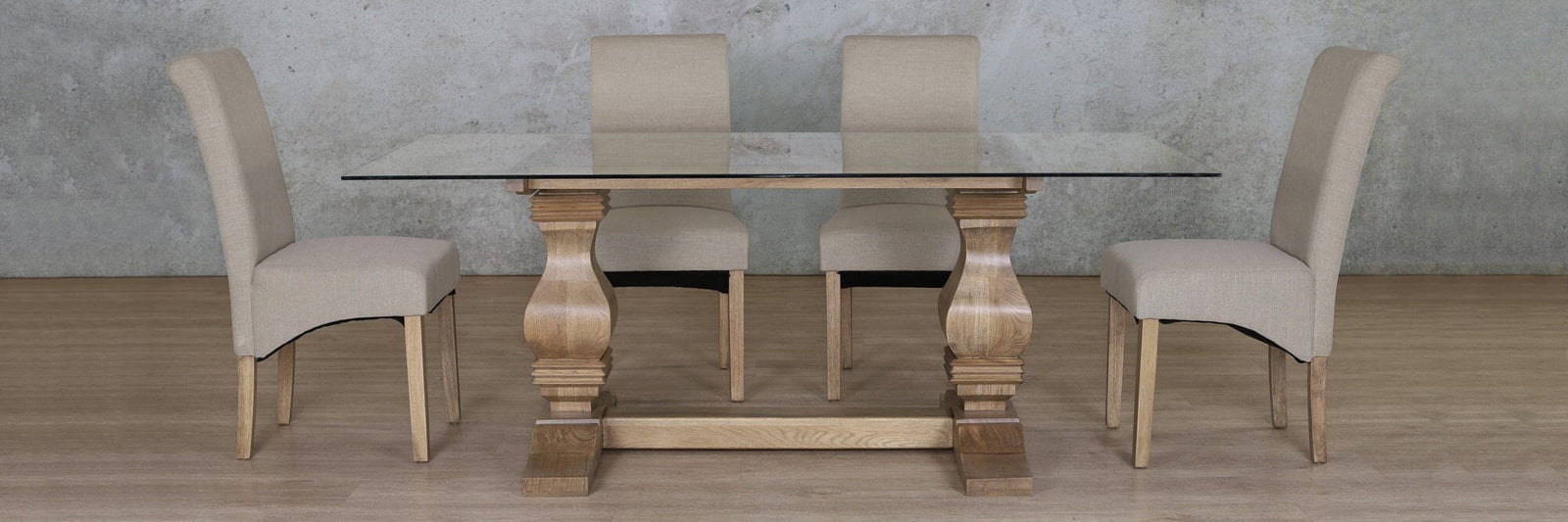 Belmont Glass Top & Windsor 6 Seater Dining Set Dining room set Leather Gallery