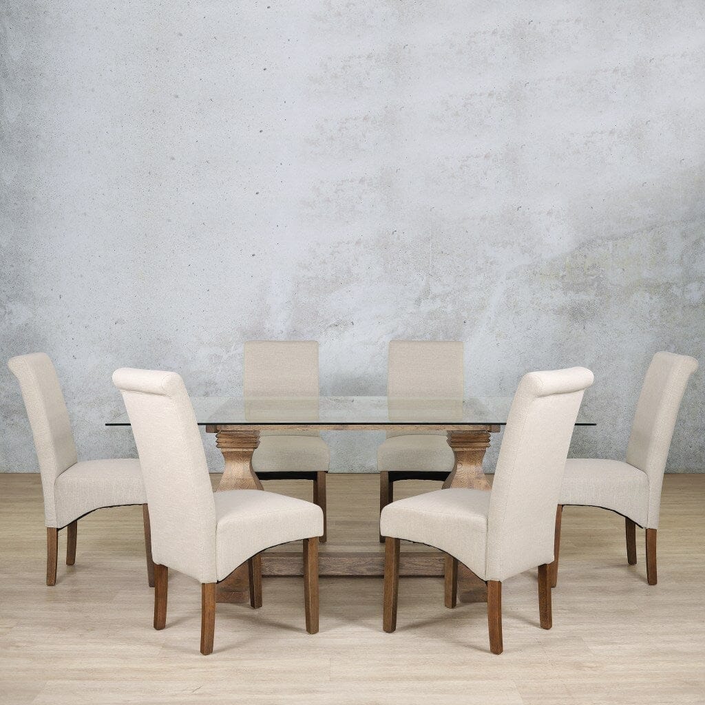 Belmont Glass Top & Windsor 6 Seater Dining Set Dining room set Leather Gallery  Antique Dark Oak