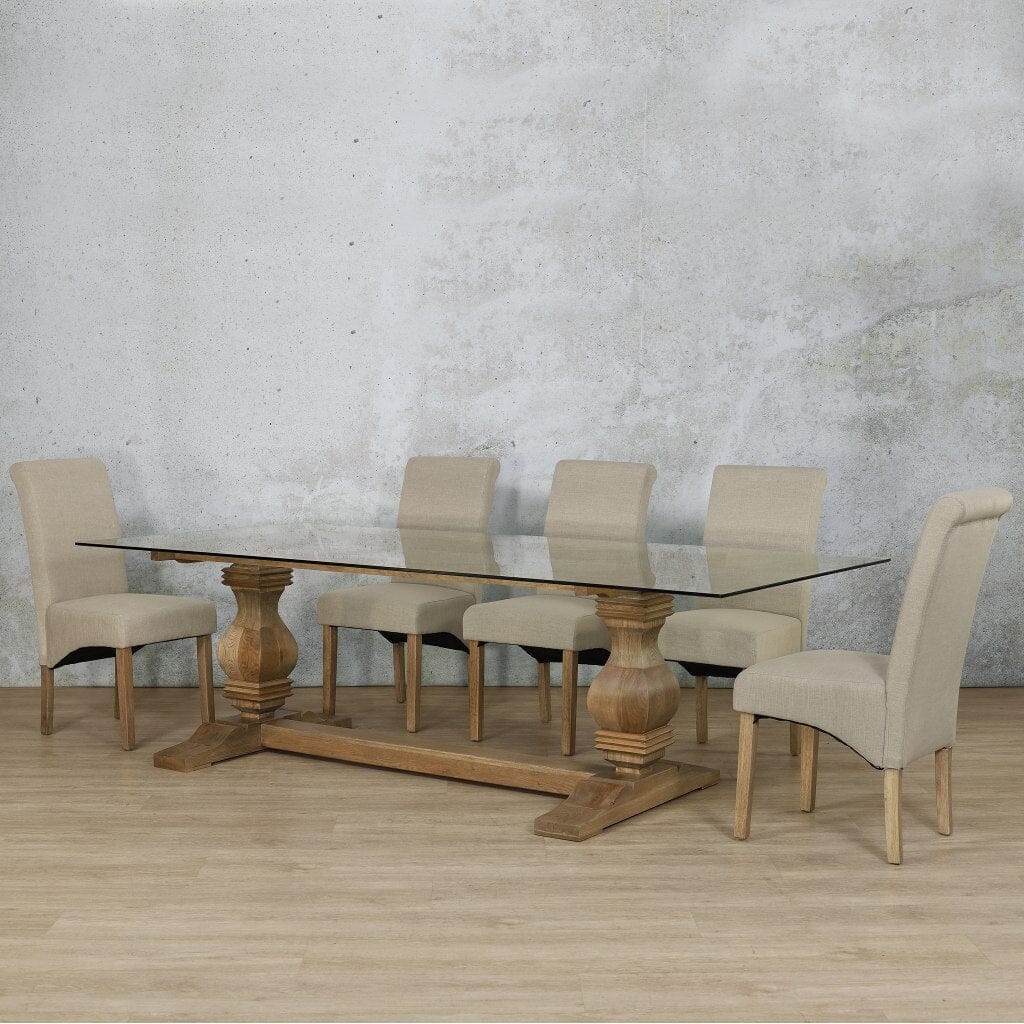 Belmont Glass Top & Windsor 8 Seater Dining Set Dining room set Leather Gallery  Antique Natural Oak