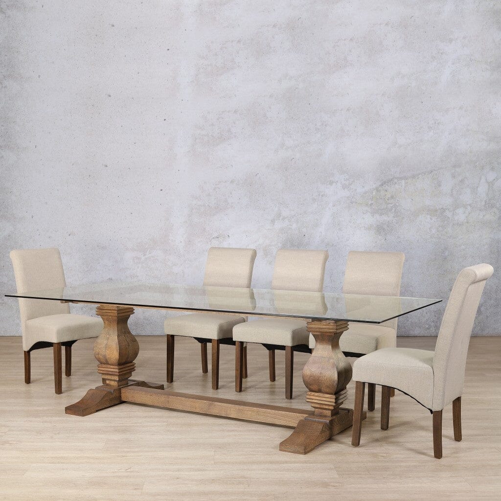 Belmont Glass Top & Windsor 8 Seater Dining Set Dining room set Leather Gallery  Antique Dark Oak