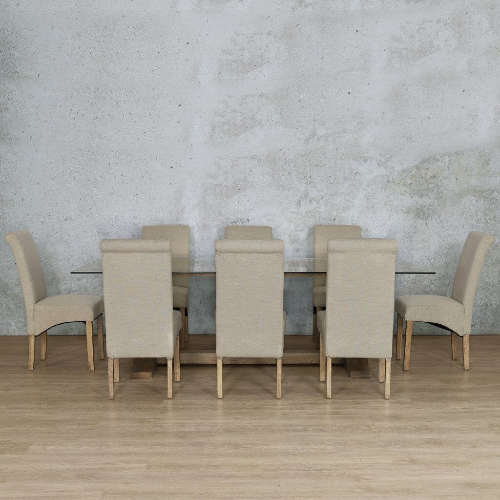 Belmont Glass Top & Windsor 8 Seater Dining Set Dining room set Leather Gallery  Antique Natural Oak
