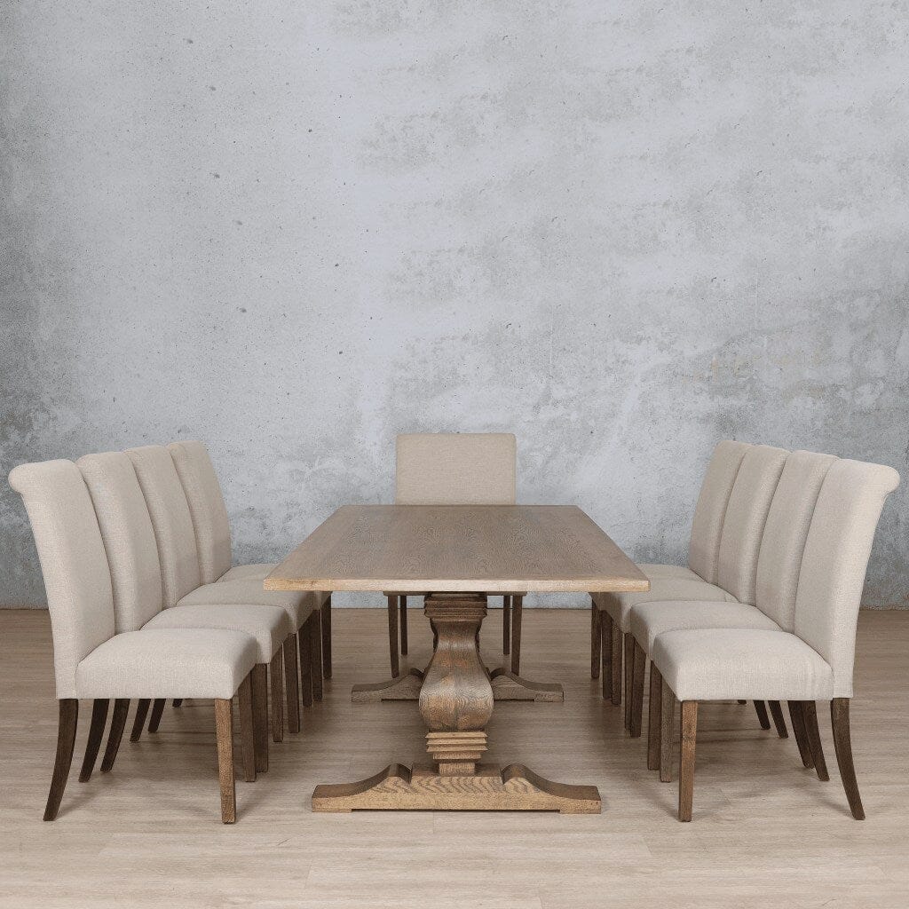 Belmont Wood Top & Baron 10 Seater Dining Set Dining room set Leather Gallery Antique Dark Oak