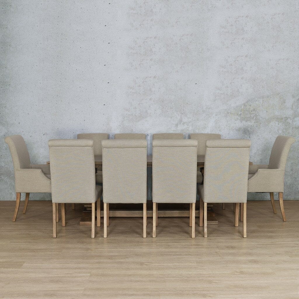 Belmont Wood Top & Baron 10 Seater Dining Set Dining room set Leather Gallery Antique Natural Oak