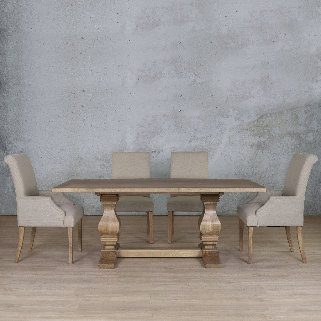 Belmont Wood Top & Baron 6 Seater Dining Set Dining room set Leather Gallery Antique Natural Oak