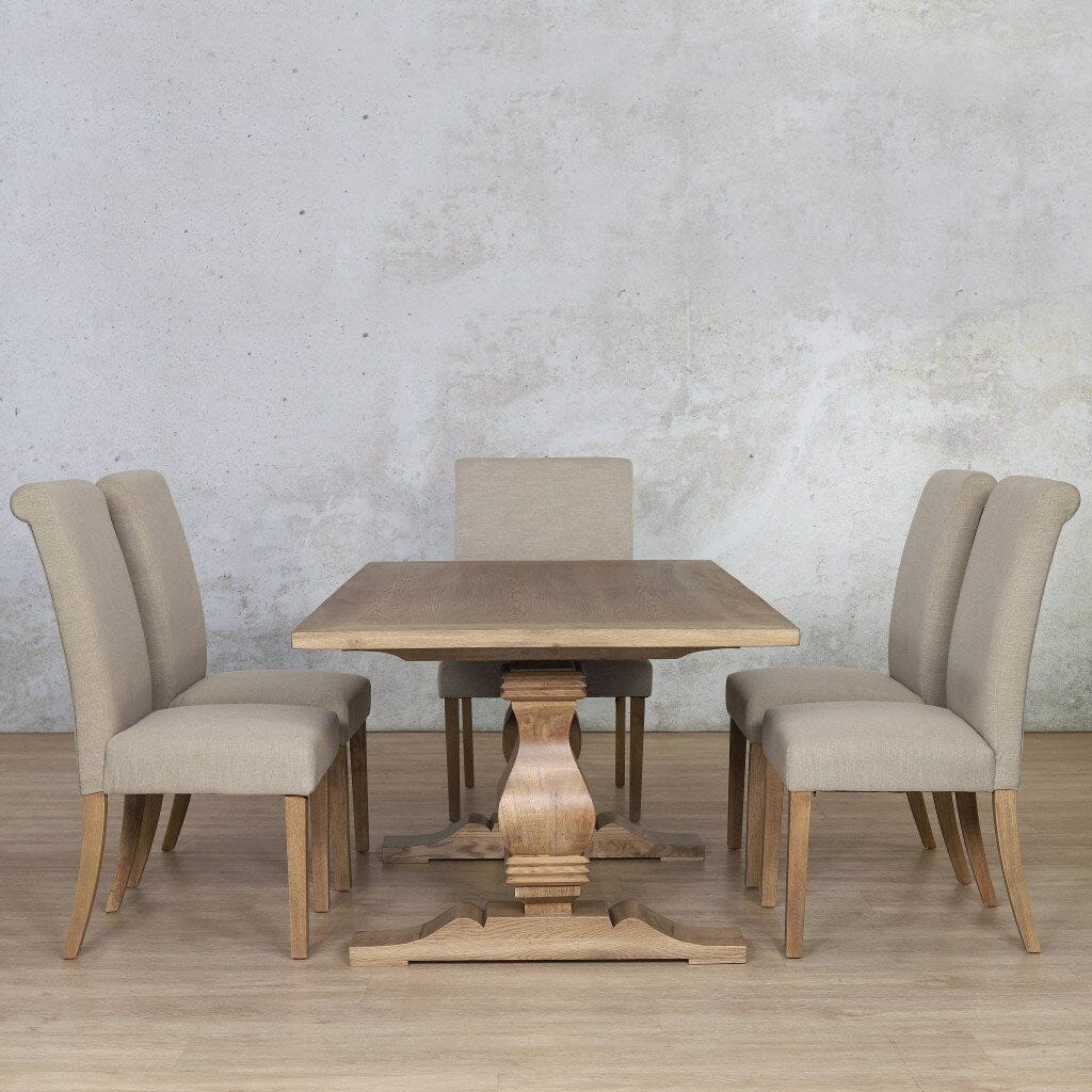 Belmont Wood Top & Baron 6 Seater Dining Set Dining room set Leather Gallery Antique Natural oak