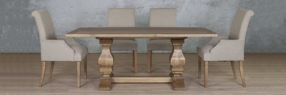 Belmont Wood Top & Baron 6 Seater Dining Set Dining room set Leather Gallery