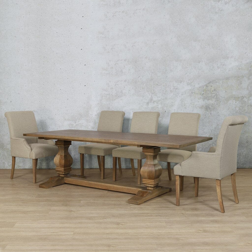 Belmont Wood Top & Baron 8 Seater Dining Set Dining room set Leather Gallery Antique Natural oak