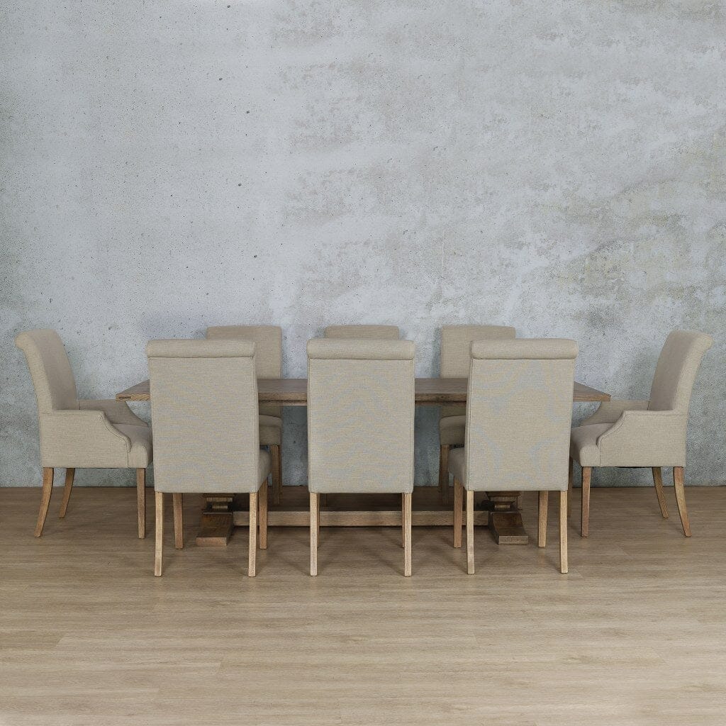 Belmont Wood Top & Baron 8 Seater Dining Set Dining room set Leather Gallery Antique Natural oak