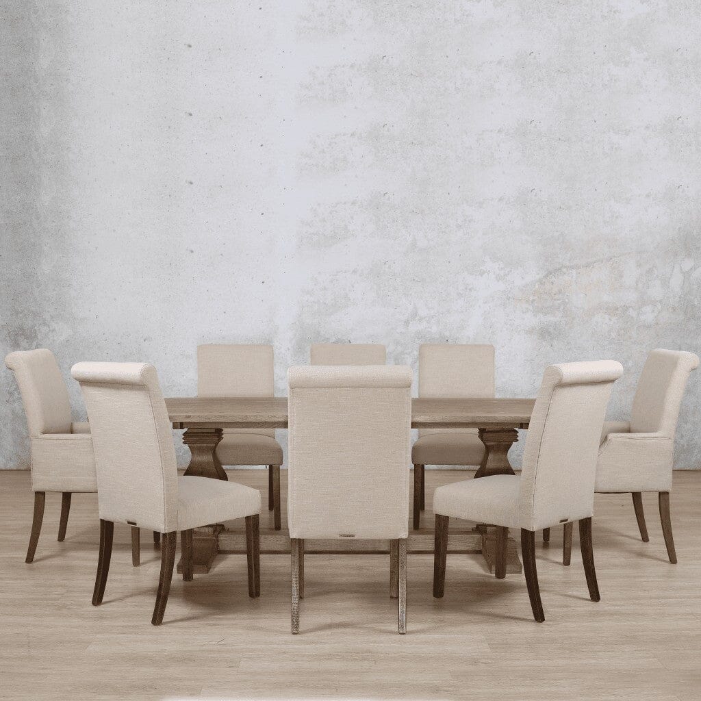Belmont Wood Top & Baron 8 Seater Dining Set Dining room set Leather Gallery Antique Dark oak
