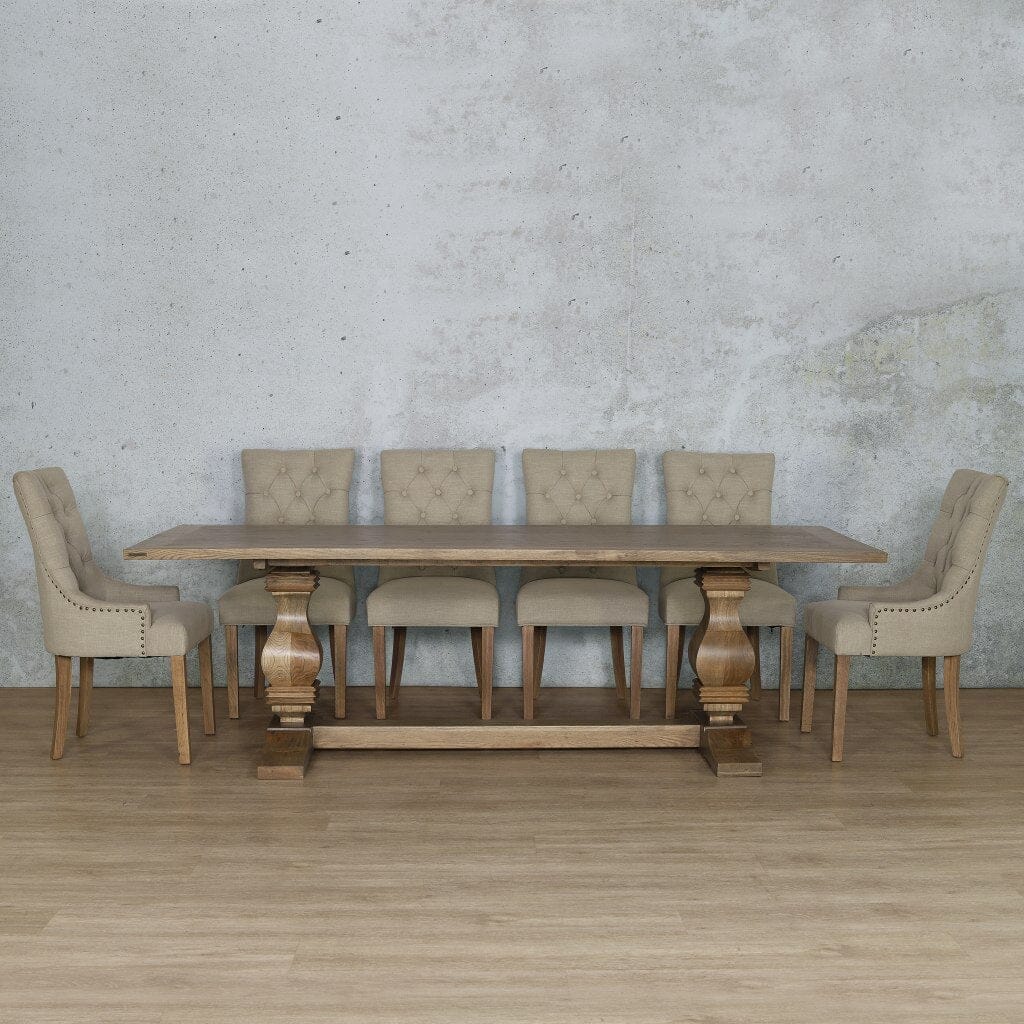 Belmont Wood Top & Duchess 10 Seater Dining Set Dining room set Leather Gallery Antique Natural Oak