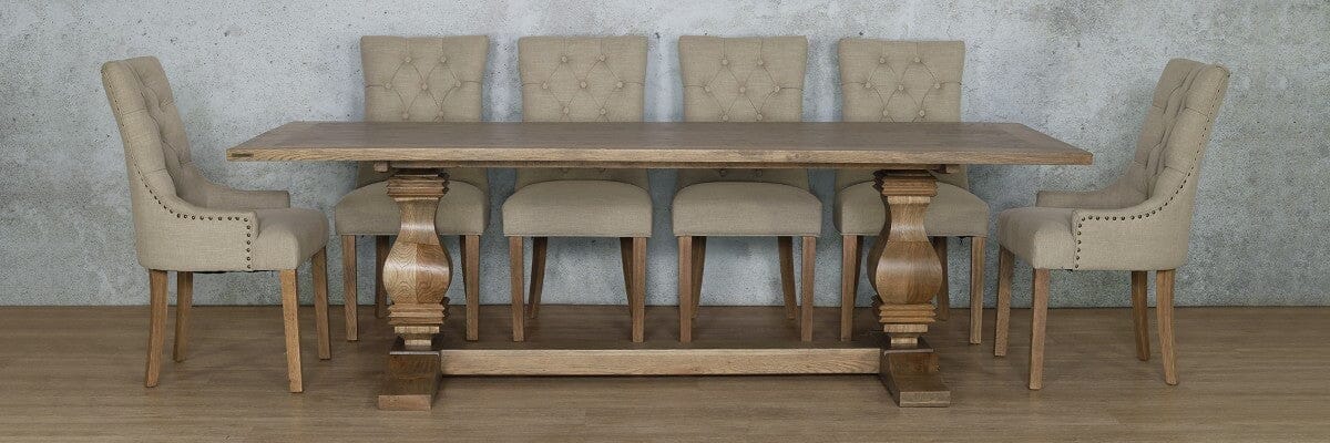 Belmont Wood Top & Duchess 10 Seater Dining Set Dining room set Leather Gallery