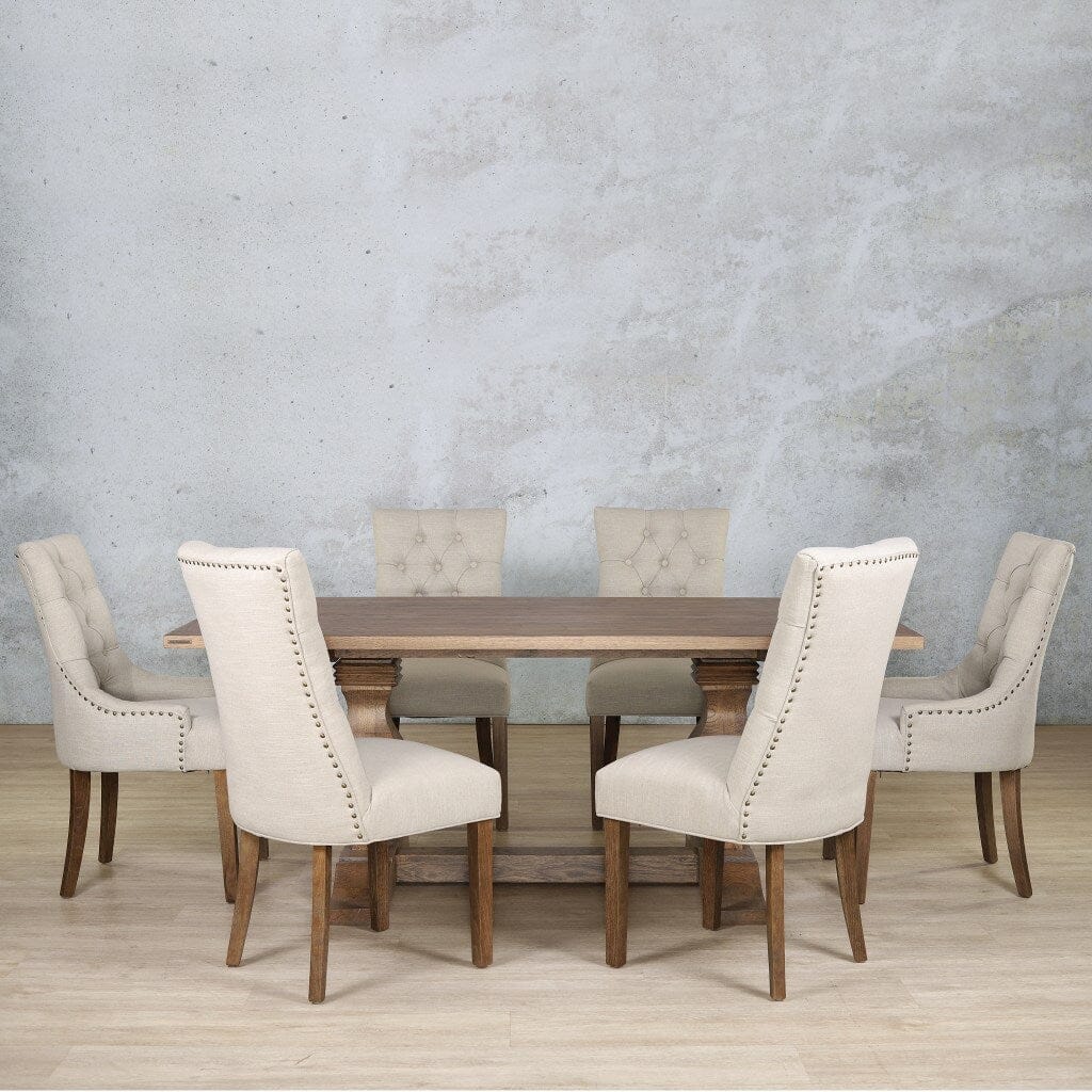 Belmont Wood Top & Duchess 6 Seater Dining Set Dining room set Leather Gallery