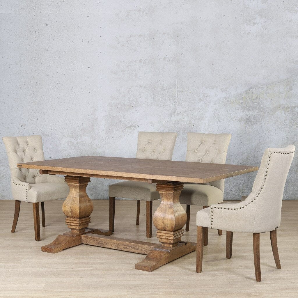 Belmont Wood Top & Duchess 6 Seater Dining Set Dining room set Leather Gallery