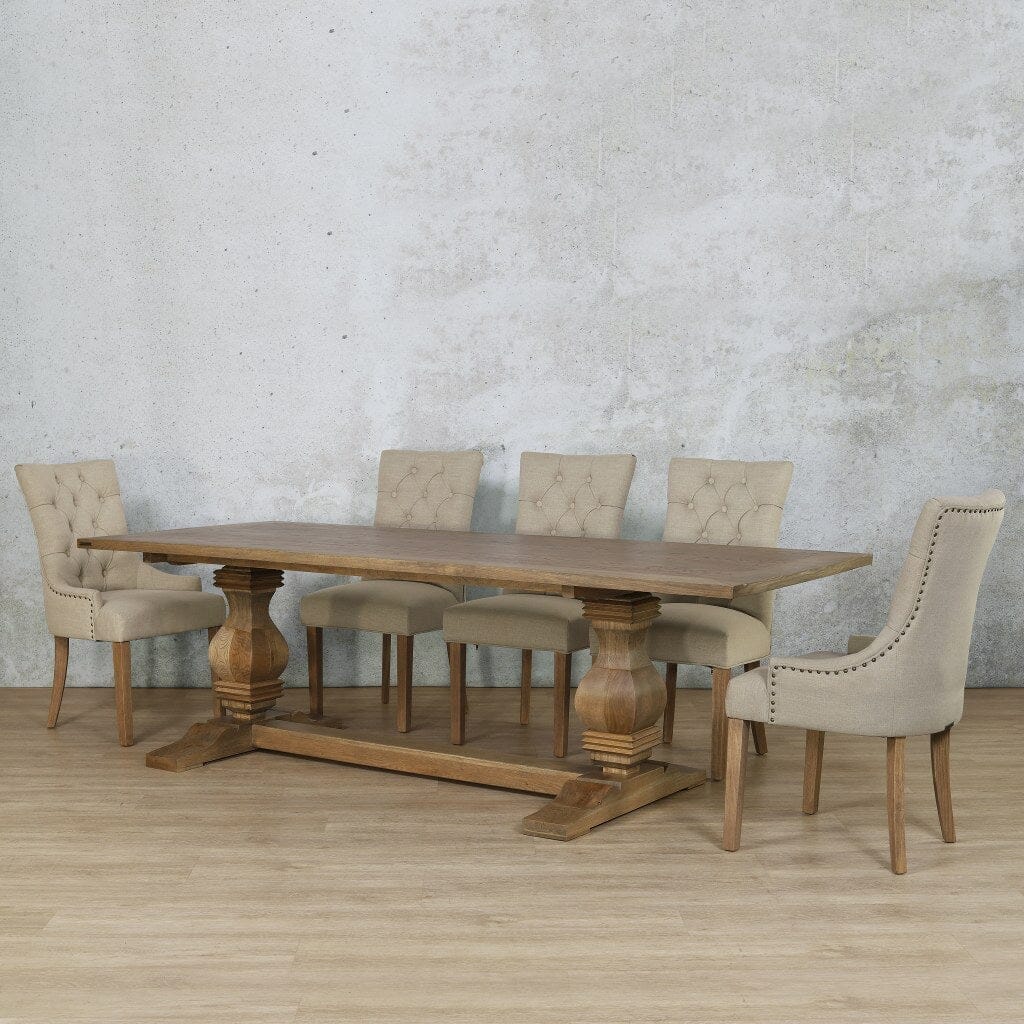 Belmont Wood Top & Duchess 8 Seater Dining Set Dining room set Leather Gallery