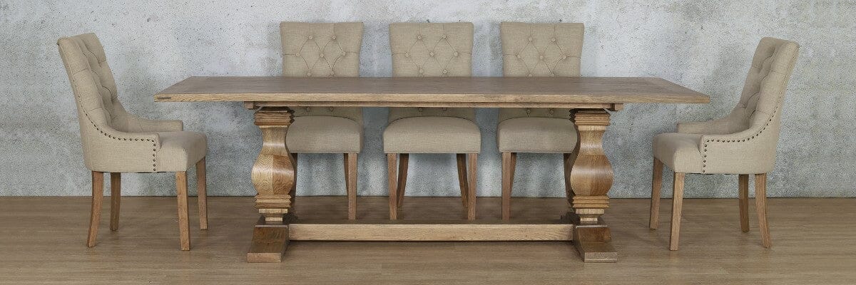 Belmont Wood Top & Duchess 8 Seater Dining Set Dining room set Leather Gallery