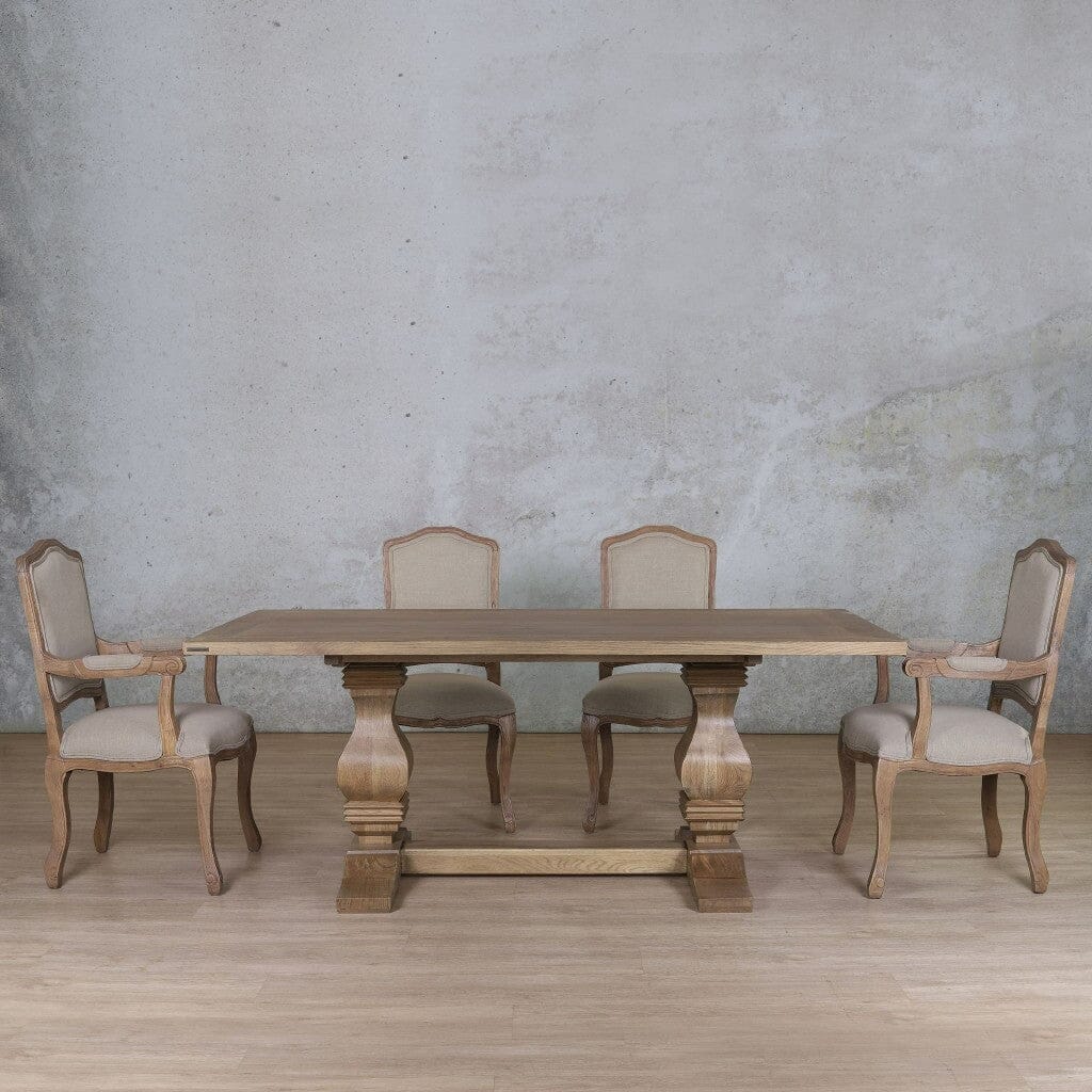 Belmont Wood Top & Duke 6 Seater Dining Set Dining room set Leather Gallery Antique Natural Oak