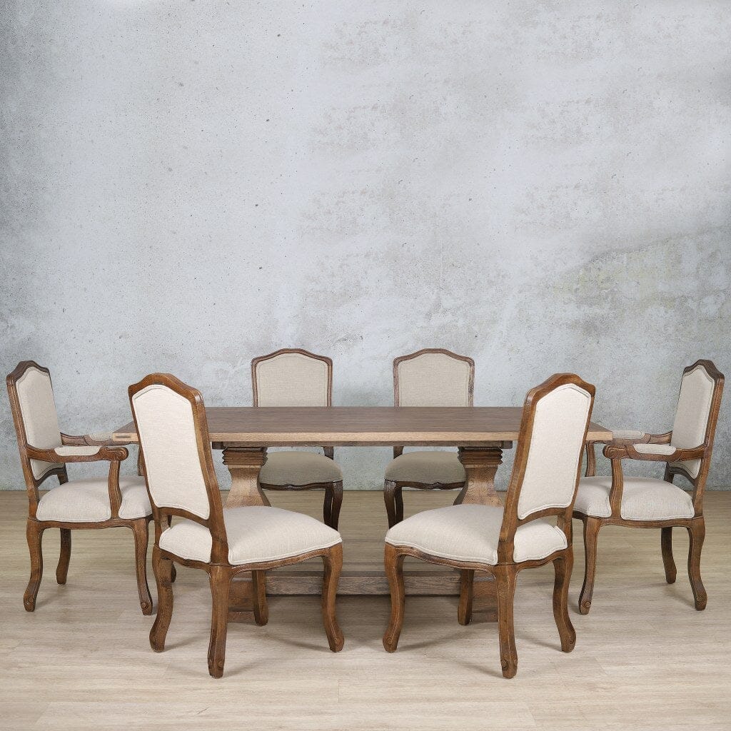 Belmont Wood Top & Duke 6 Seater Dining Set Dining room set Leather Gallery  Antique Dark Oak