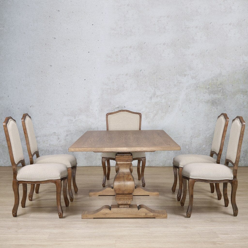 Belmont Wood Top & Duke 6 Seater Dining Set Dining room set Leather Gallery  Antique Dark Oak