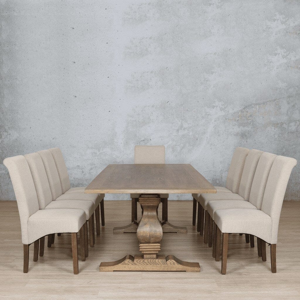 Belmont Wood Top & Windsor 10 Seater Dining Set Dining room set Leather Gallery  Antique Dark Oak