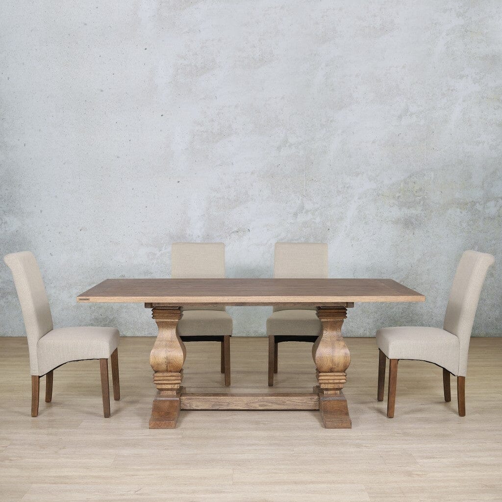 Belmont Wood Top & Windsor 6 Seater Dining Set Dining room set Leather Gallery Antique Dark Oak