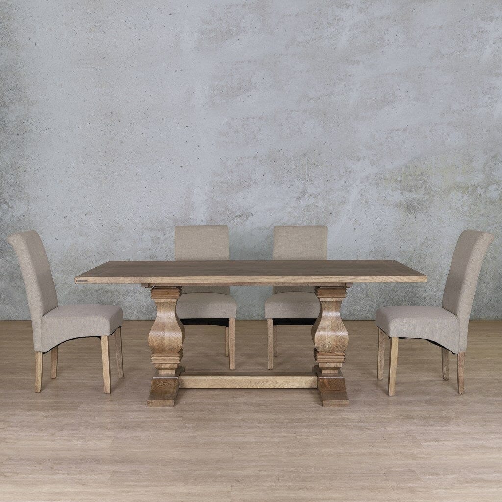 Belmont Wood Top & Windsor 6 Seater Dining Set Dining room set Leather Gallery Antique Natural Oak