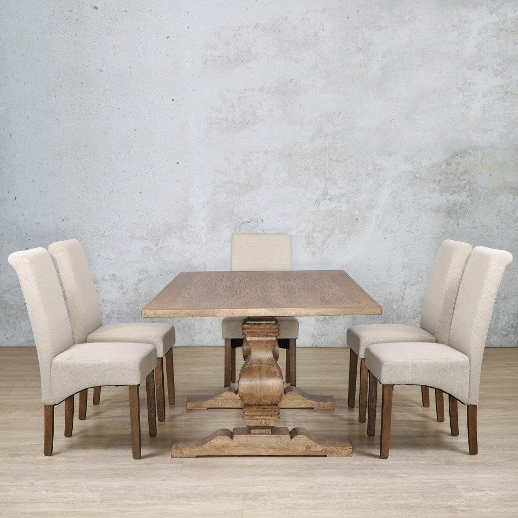Belmont Wood Top & Windsor 6 Seater Dining Set Dining room set Leather Gallery  Antique Dark Oak