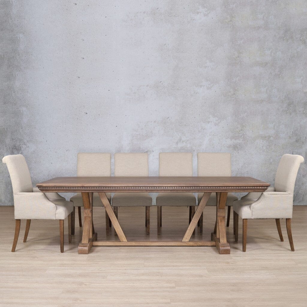 Berkeley Fluted Wood Top & Baron 10 Seater Dining Set Dining room set Leather Gallery Antique Dark Oak