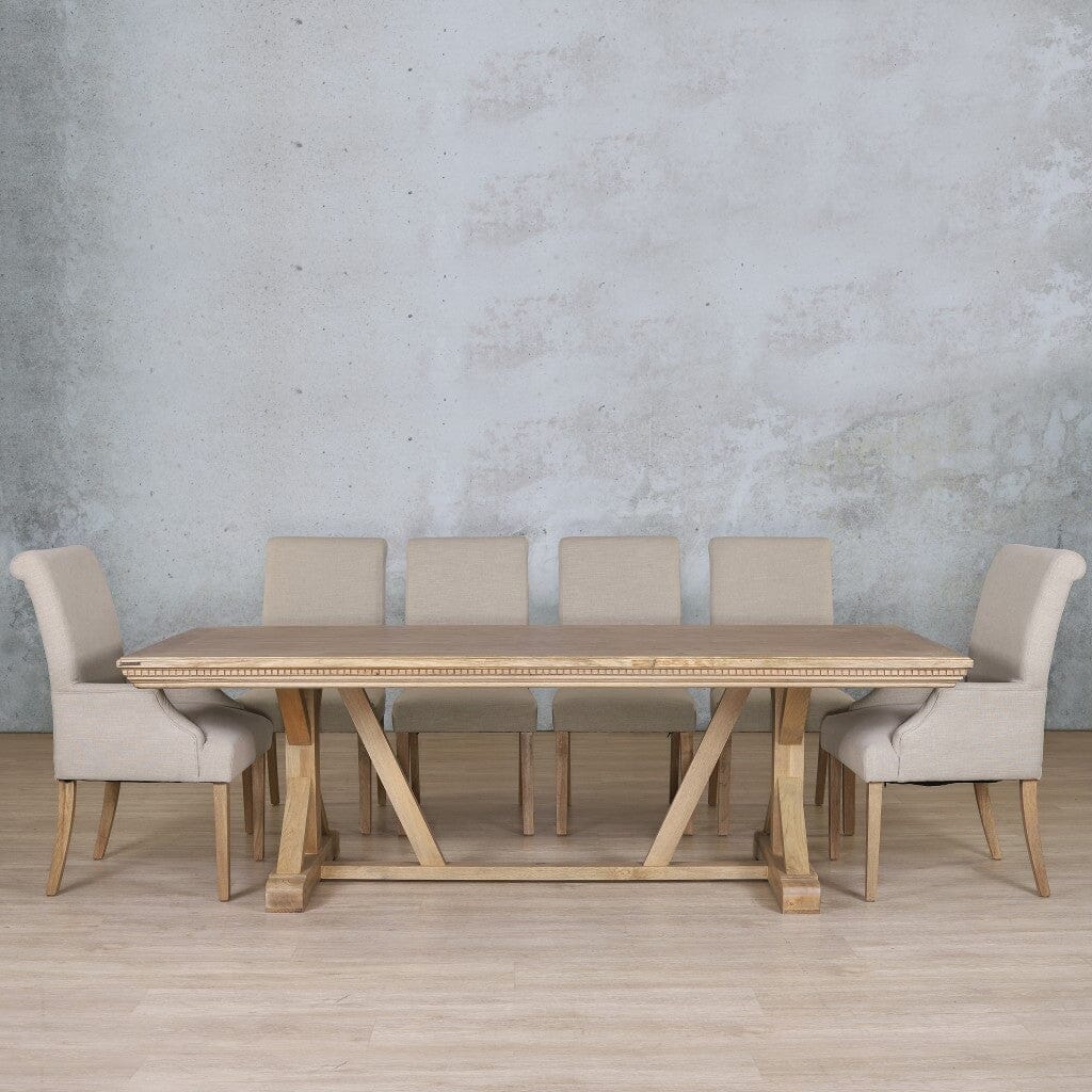 Berkeley Fluted Wood Top & Baron 10 Seater Dining Set Dining room set Leather Gallery Antique Natural Oak