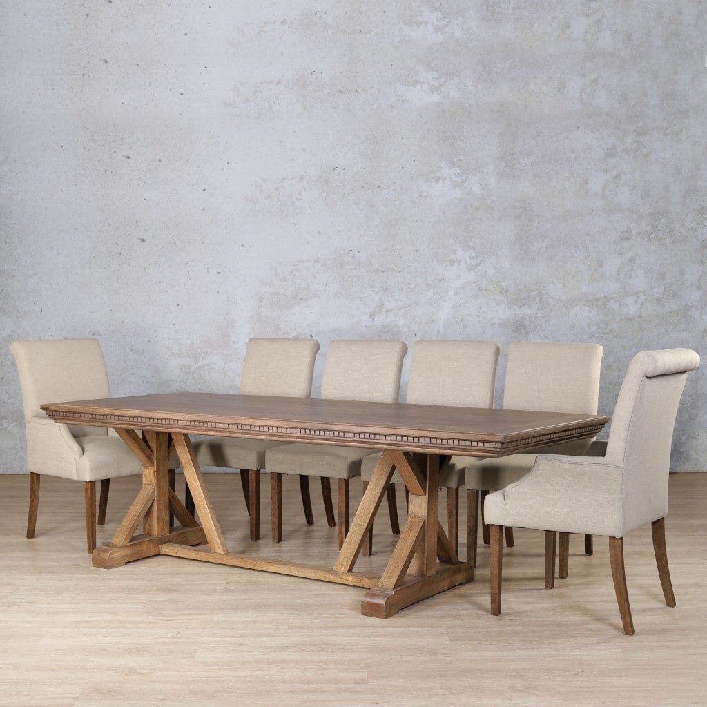 Berkeley Fluted Wood Top & Baron 10 Seater Dining Set Dining room set Leather Gallery  Antique Dark Oak