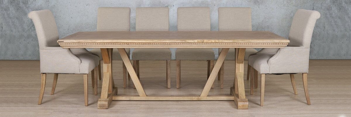 Berkeley Fluted Wood Top & Baron 10 Seater Dining Set Dining room set Leather Gallery