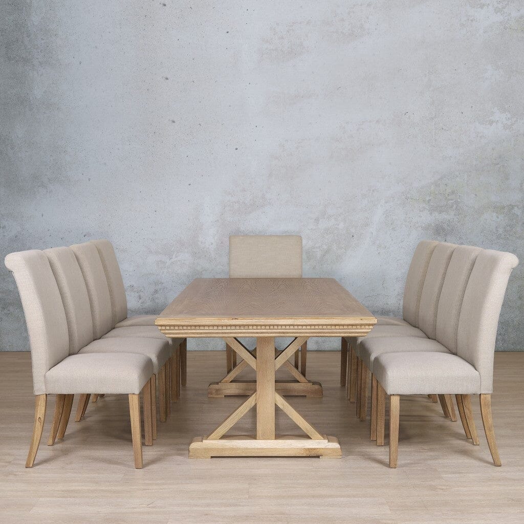 Berkeley Fluted Wood Top & Baron 10 Seater Dining Set Dining room set Leather Gallery  Antique Natural Oak