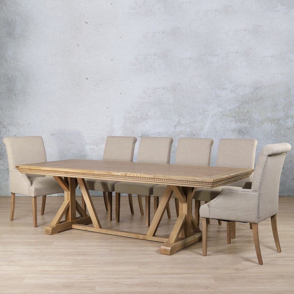 Berkeley Fluted Wood Top & Baron 10 Seater Dining Set Dining room set Leather Gallery  Antique Natural Oak