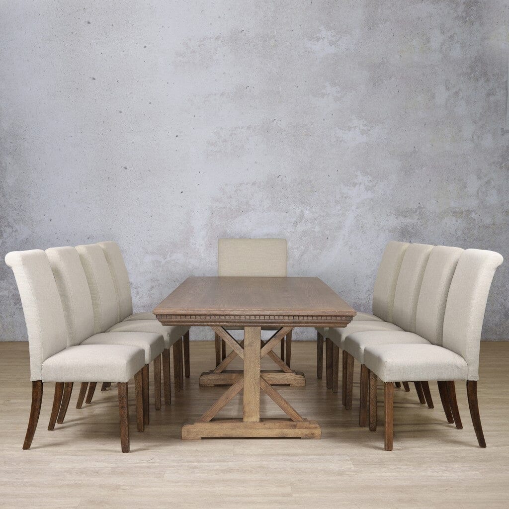 Berkeley Fluted Wood Top & Baron 10 Seater Dining Set Dining room set Leather Gallery  Antique Dark Oak