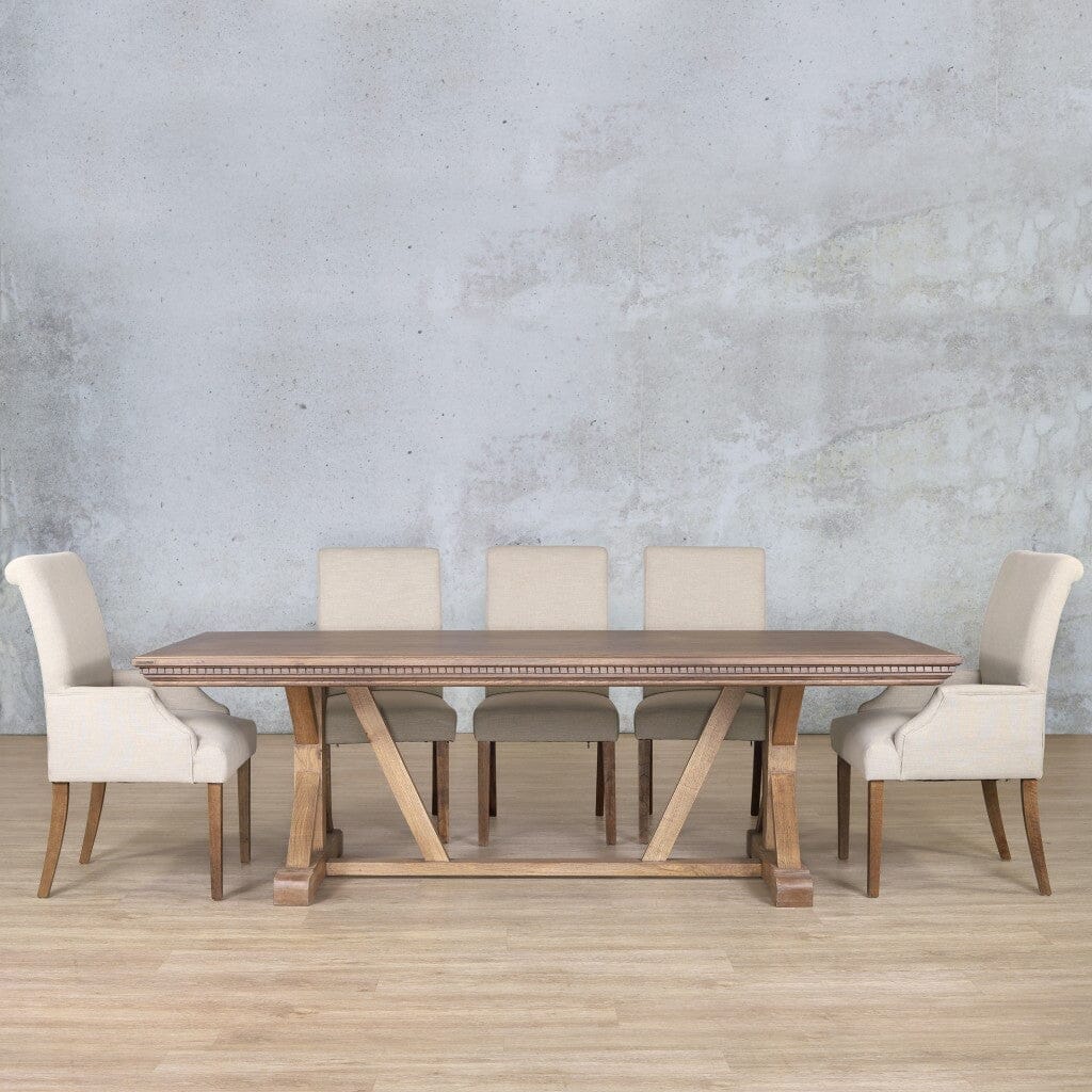 Berkeley Fluted Wood Top & Baron 8 Seater Dining Set Dining room set Leather Gallery Antique Dark Oak