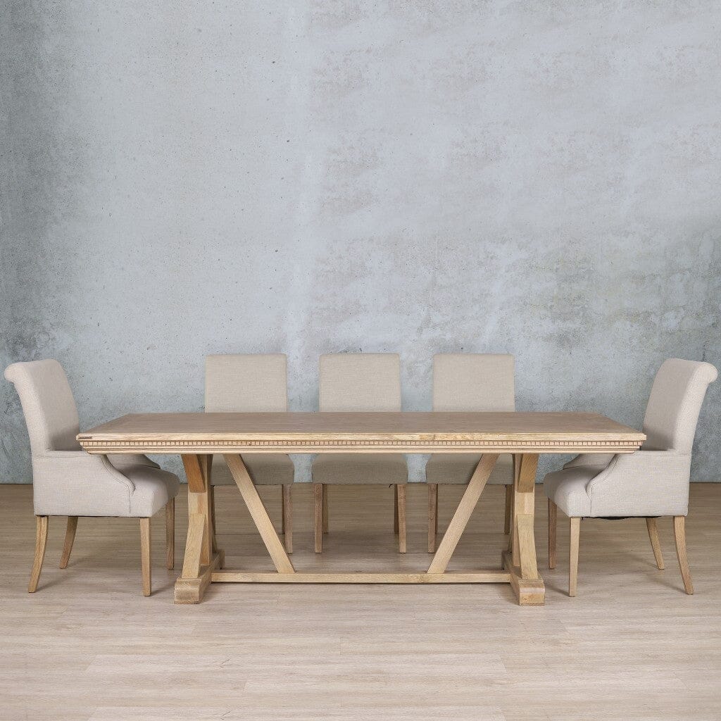 Berkeley Fluted Wood Top & Baron 8 Seater Dining Set Dining room set Leather Gallery Antique Natural Oak