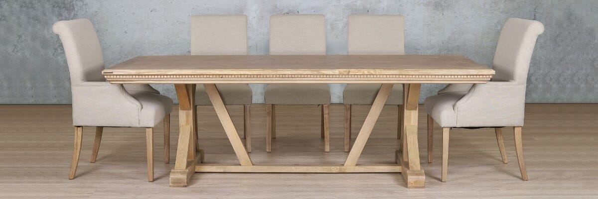 Berkeley Fluted Wood Top & Baron 8 Seater Dining Set Dining room set Leather Gallery