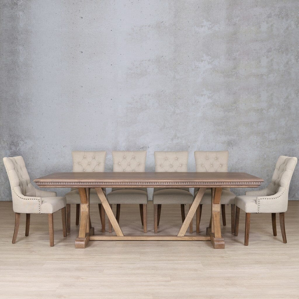 Berkeley Fluted Wood Top & Duchess 10 Seater Dining Set Dining room set Leather Gallery Antique Dark Oak