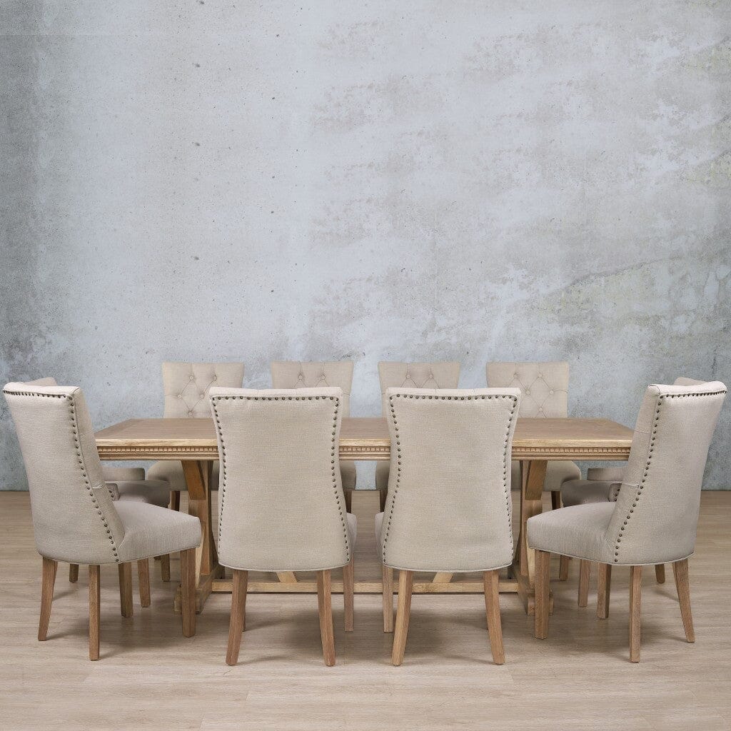 Berkeley Fluted Wood Top & Duchess 10 Seater Dining Set Dining room set Leather Gallery  Antique Natural Oak