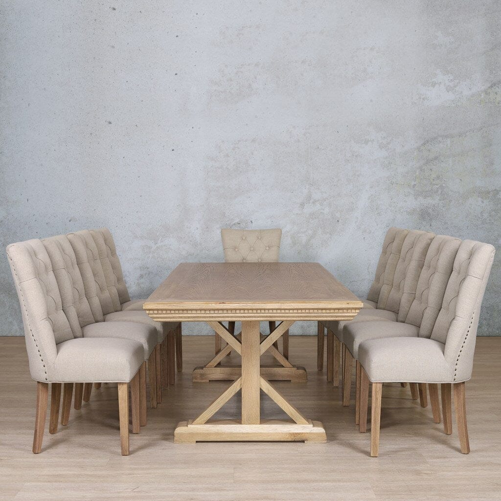 Berkeley Fluted Wood Top & Duchess 10 Seater Dining Set Dining room set Leather Gallery  Antique Natural Oak