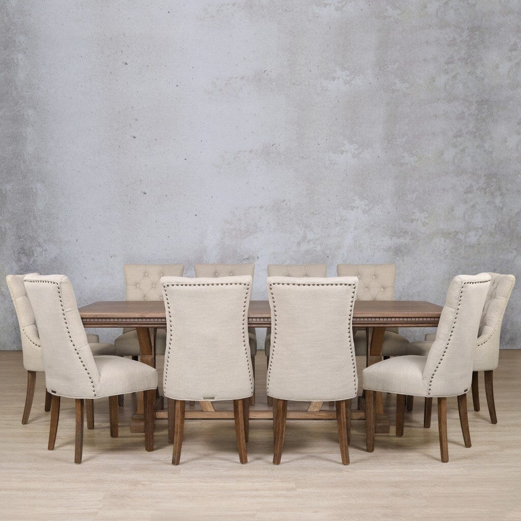 Berkeley Fluted Wood Top & Duchess 10 Seater Dining Set Dining room set Leather Gallery  Antique Dark Oak